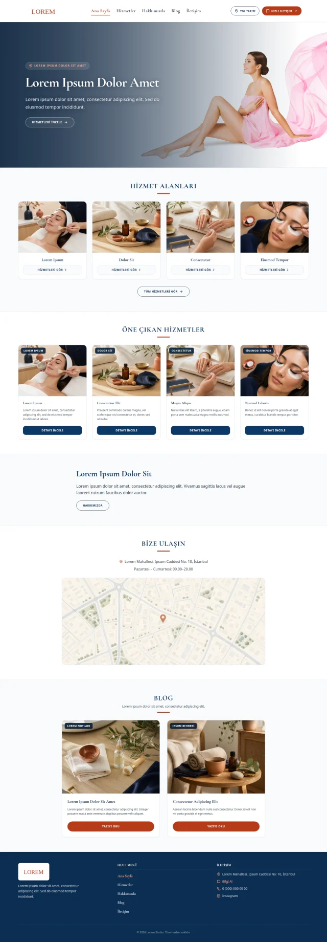 Desktop view of the home page on the anonymised beauty salon demonstration website.