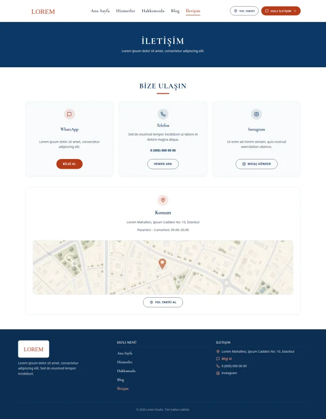 Desktop view of the contact page on the anonymised beauty salon demonstration website.